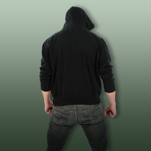 Plain Black Cotton Hoodie - Image 2