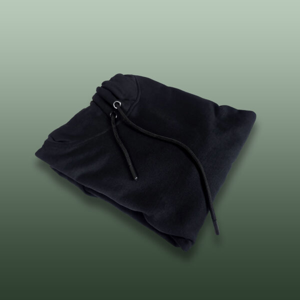Plain Black Cotton Hoodie - Image 3