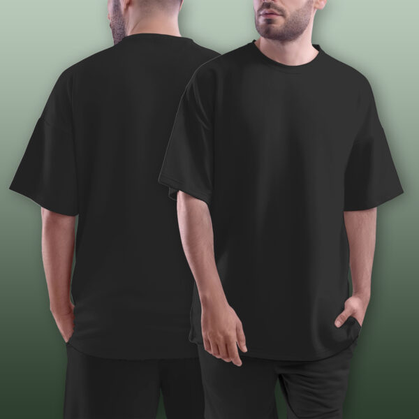 Oversized Pure Cotton Plain T-shirt - Image 3