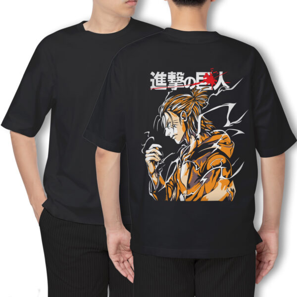Pure Cotton Attack On Titans-Eren Yeager Printed Oversized t-shirt - Image 2