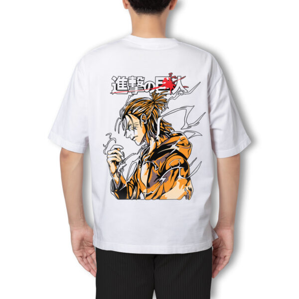 Pure Cotton Attack On Titans-Eren Yeager Printed Oversized t-shirt - Image 3