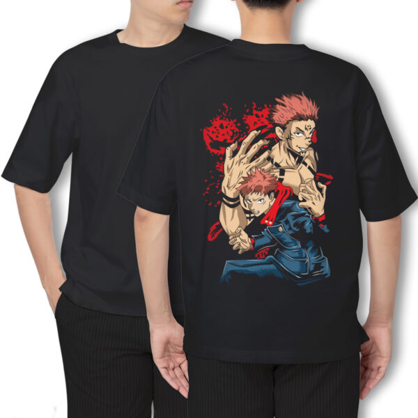 Pure Cotton Jujutsu Kaisen -Yuji & Sukuna Printed Oversized t-shirt - Image 2
