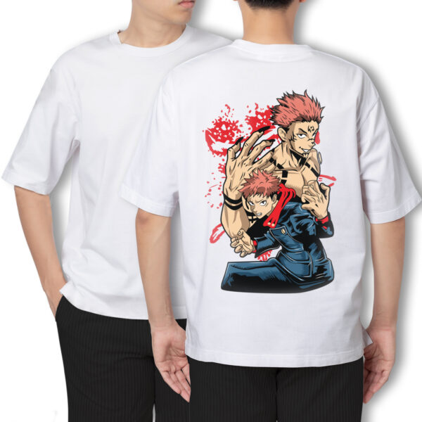 Pure Cotton Jujutsu Kaisen -Yuji & Sukuna Printed Oversized t-shirt - Image 4