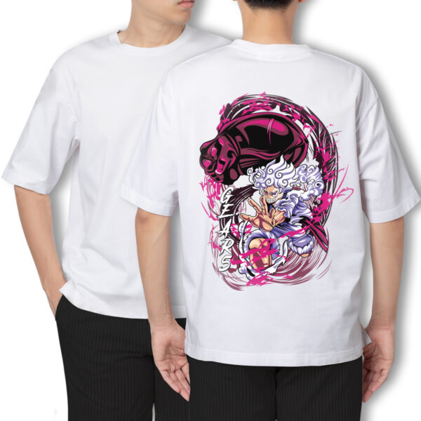 Pure Cotton D. Luffy Gear-5 Printed Oversized t-shirt - Image 4